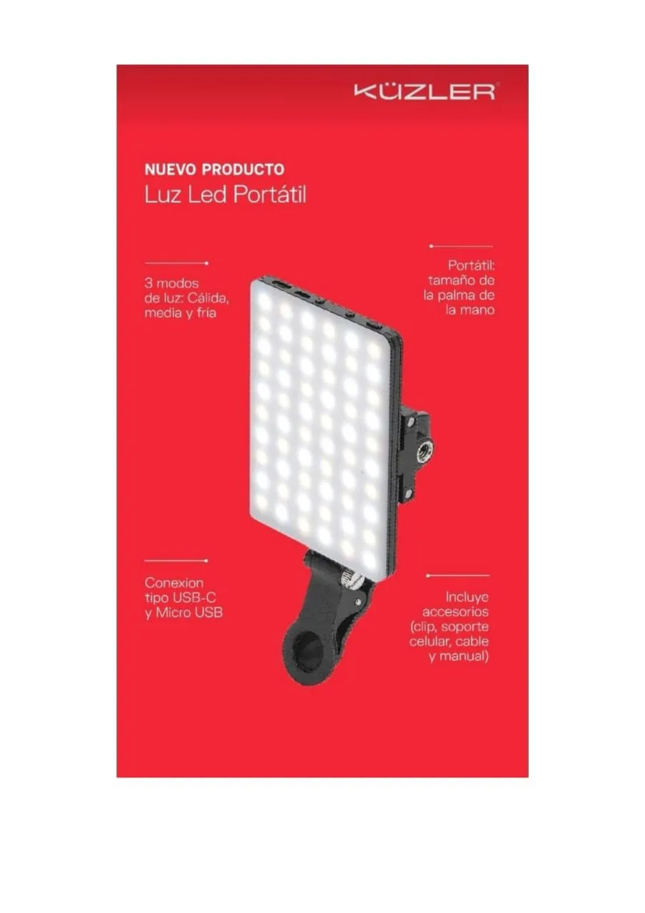 Luz Led Selfie Para Celular Alta Potencia Kuzler Licht-101