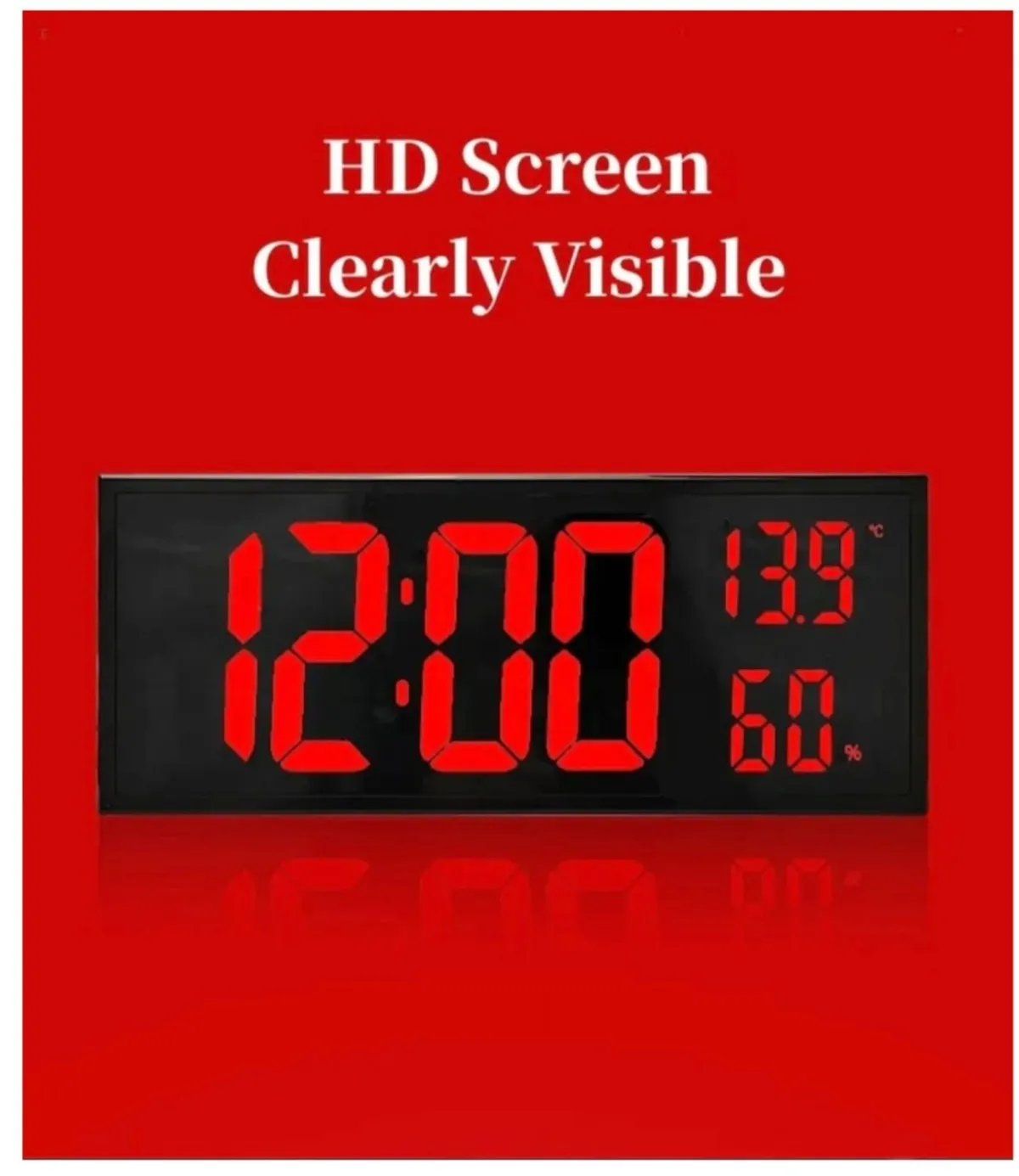 Reloj Digital de pared con Control remoto Humedad y Temperatura — Relojes