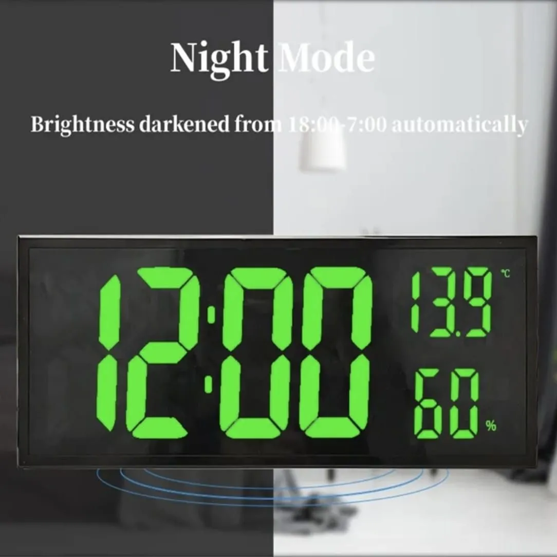 Reloj Digital de pared con Control remoto 41x17cm Humedad y Temperatura