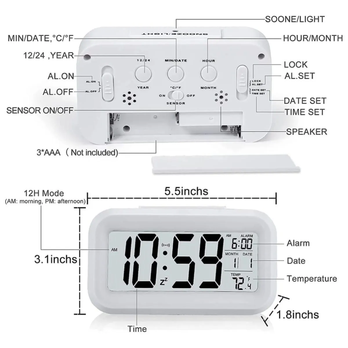 Reloj Despertador Inteligente Digital Escritorio Dormitorio