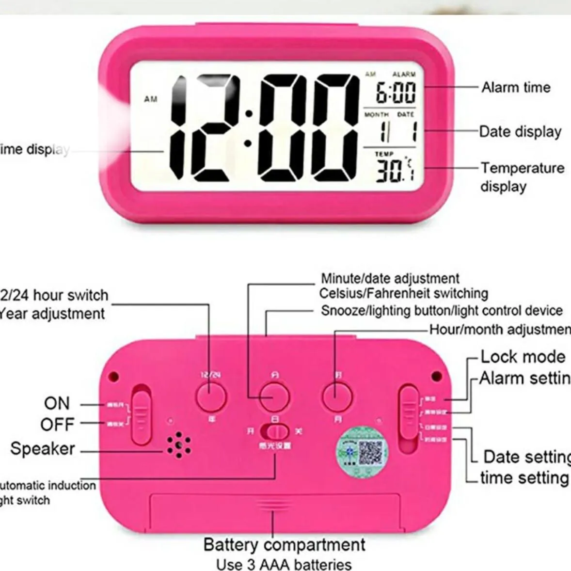 Reloj Despertador Inteligente Digital Escritorio Dormitorio — Relojes