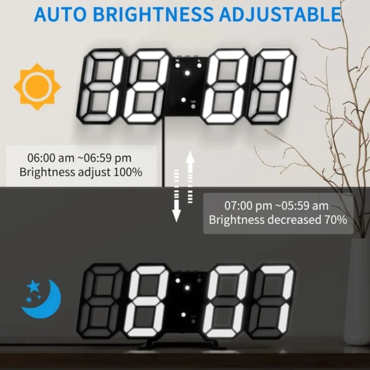Reloj 3D Digital pared y escritorio — Relojes