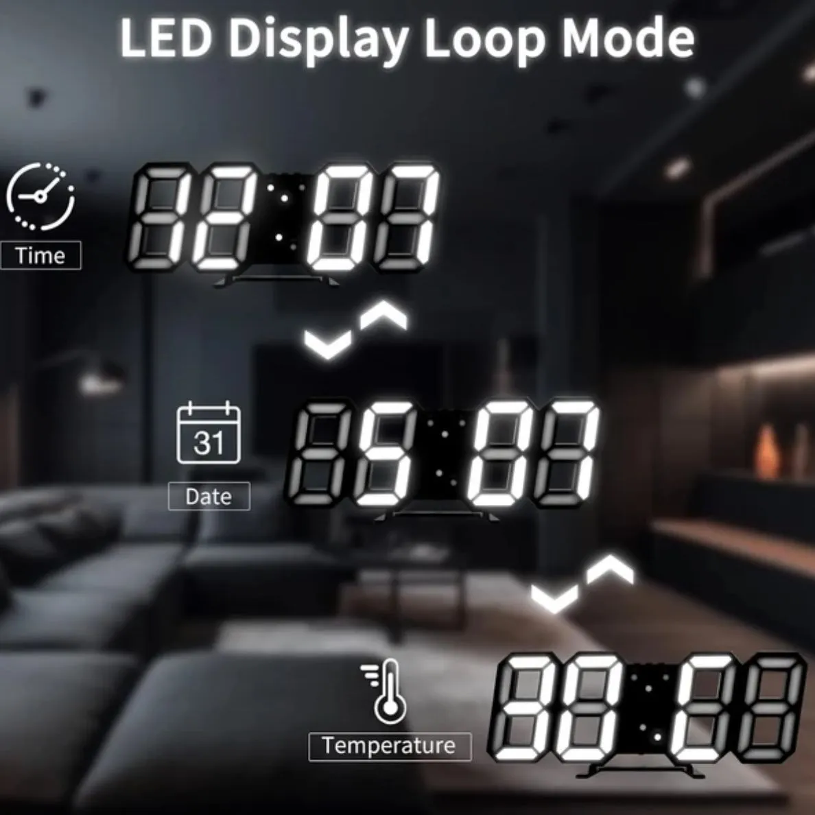 Reloj 3D Digital pared y escritorio