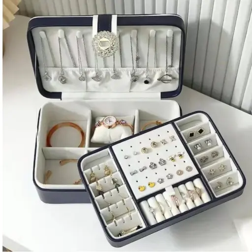 Joyero Caja Organizadora Portátil de Joyas 2 Niveles — Joyeros / bolsas