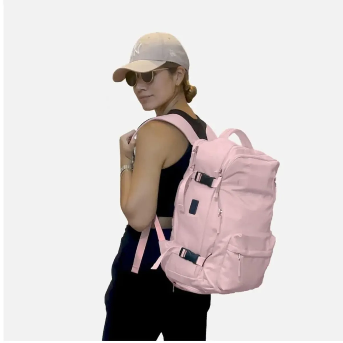 Mochila de viaje deportiva cabinera grande espaciosa rosada Kuzler