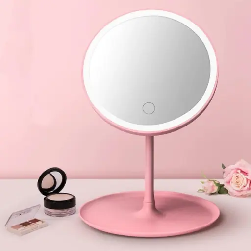 Espejo de maquillaje giratorio con luz LED — Espejos