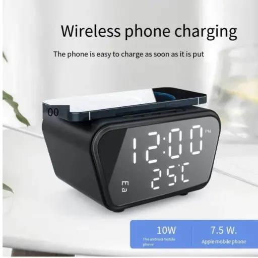 Reloj Despertador con Cargador Inalámbrico 3 en 1 Temperatura — Relojes