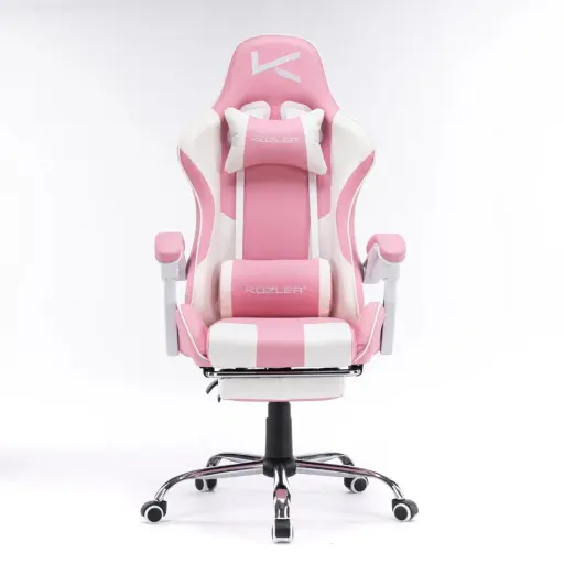 Silla Gamer Rosada con Masajeador Lumbar Reposapiés y base Metálica — Otros accesorios para computadores