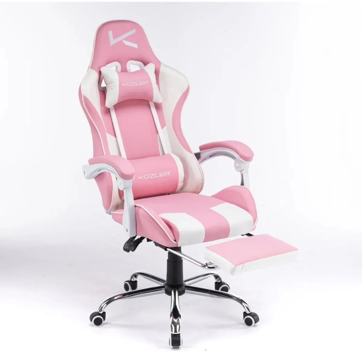Silla Gamer Rosada con Masajeador Lumbar Reposapiés y base Metálica — Otros accesorios para computadores