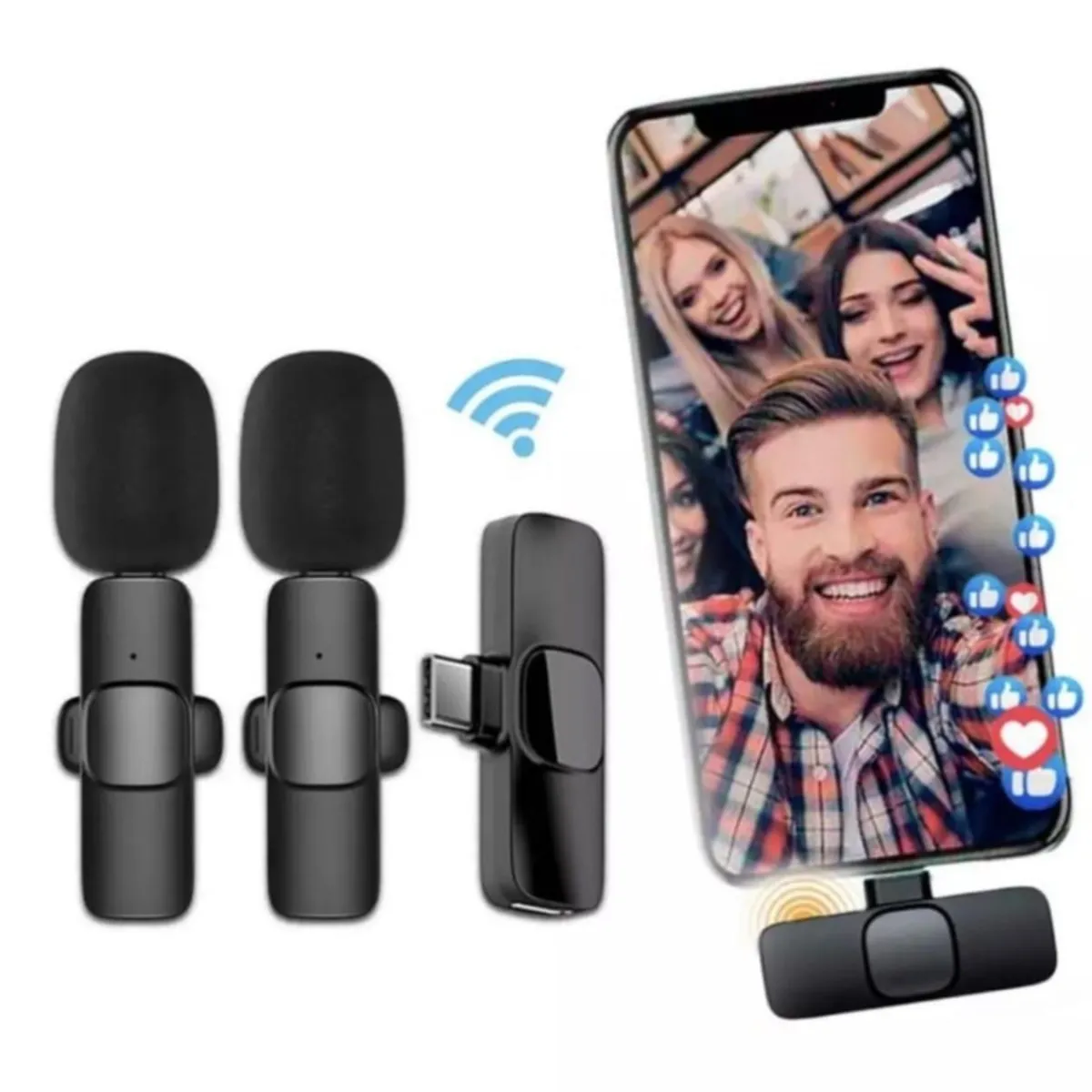 Micrófono Inalámbrico Solapero Pechero 2 En 1 Celular Usb C — Micrófonos