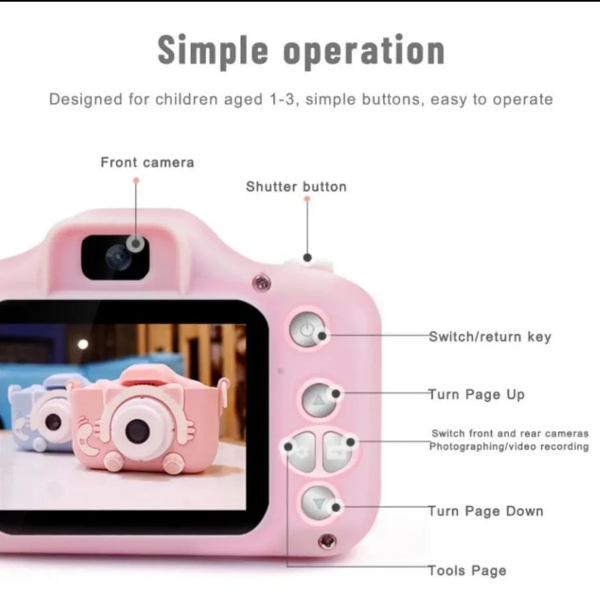 Cámara Digital para Niños Fotos y Videos — Accesorios de flash para cámaras