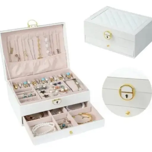 Joyero Caja Organizadora Portátil de 2 Compartimientos — Joyeros / bolsas