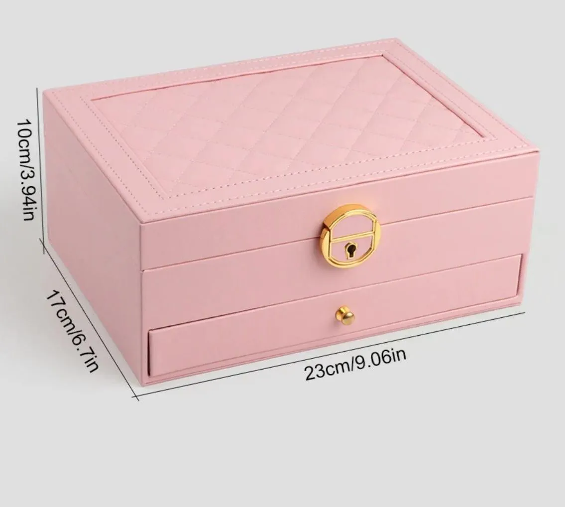 Joyero Caja Organizadora Portátil de 2 Compartimientos Rosado — Joyeros / bolsas