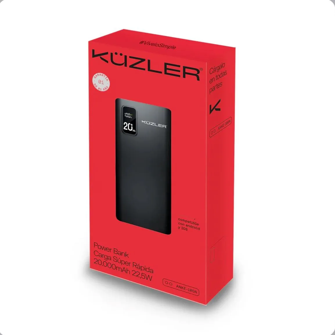 Cargador Portátil Kuzler 20,000 mAh ANKE-105N