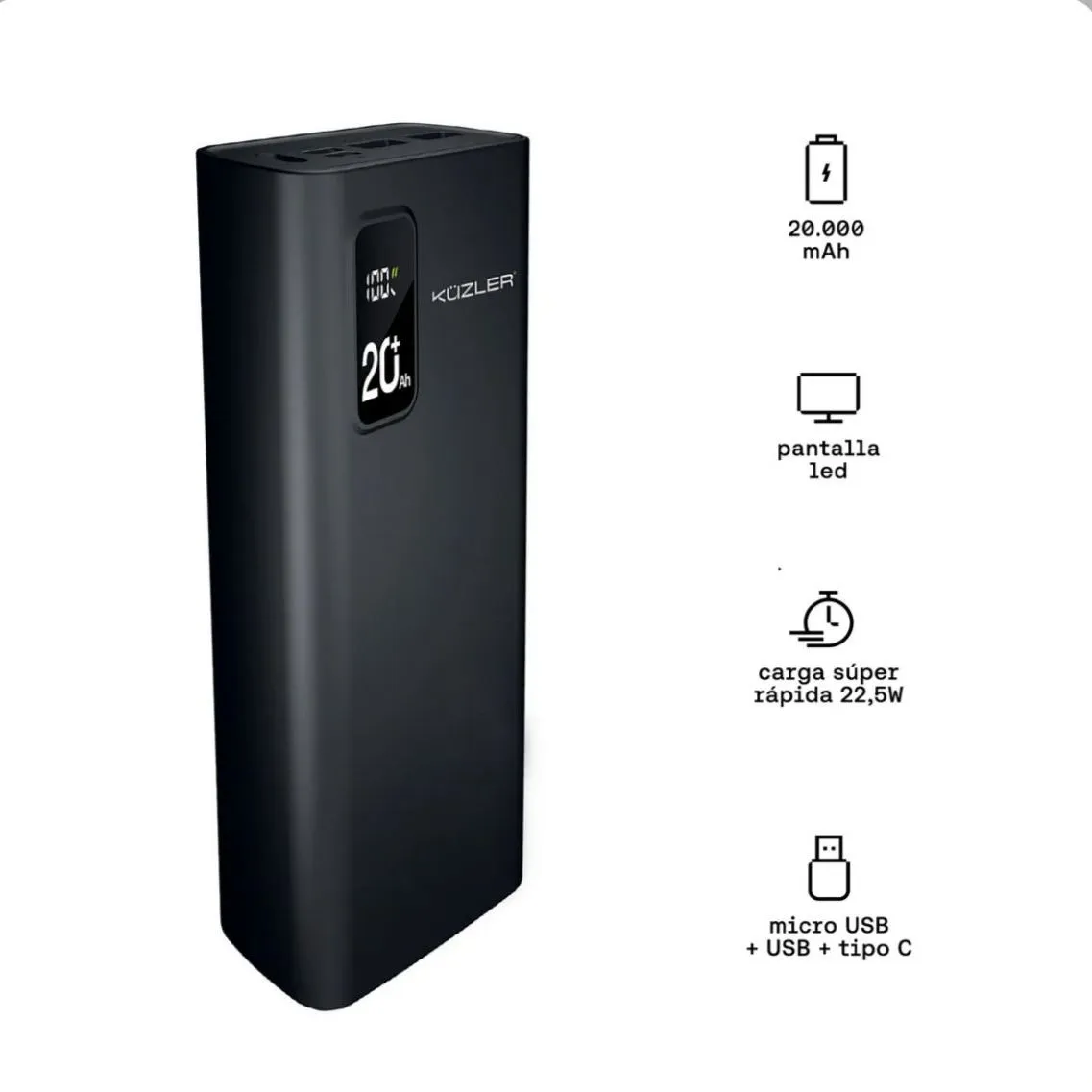 Cargador Portátil Kuzler 20,000 mAh ANKE-105N — Cargadores de teléfono móvil