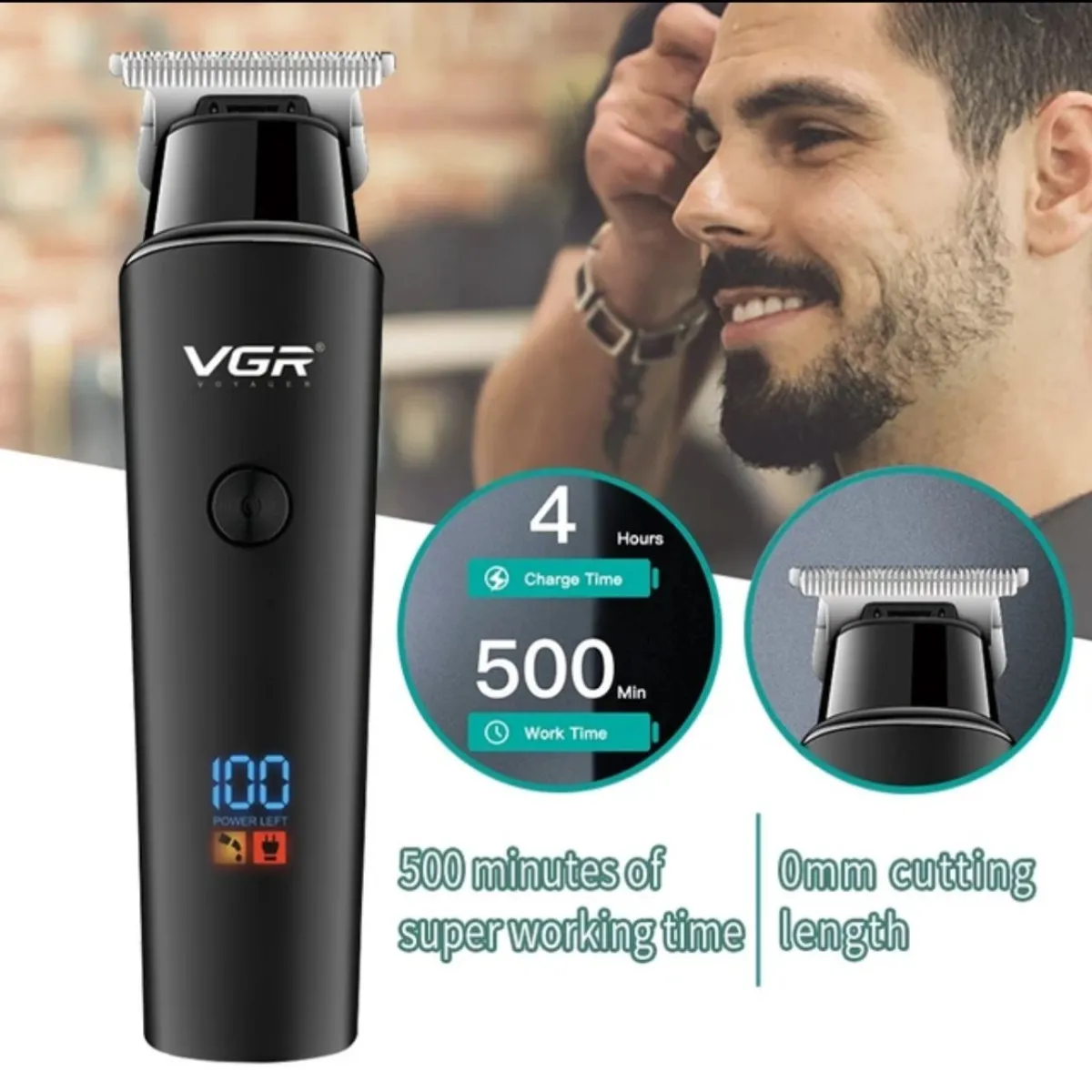 Maquina Cortadora De Pelo Con Indicador LED VGR V937