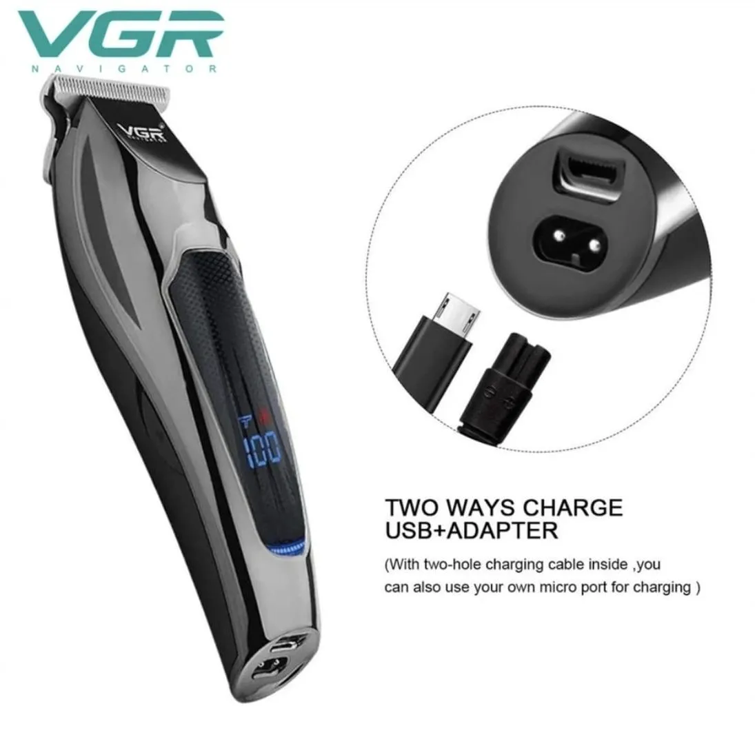Barbera Recargable Inalambrica VGR V070 Con Indicador LED — Afeitado / cuchillas eléctricas