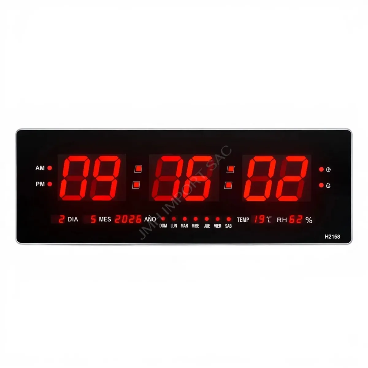 Reloj Digital de Pared LED Grande 58x21 cm con Fecha, Calendario y Temperatura