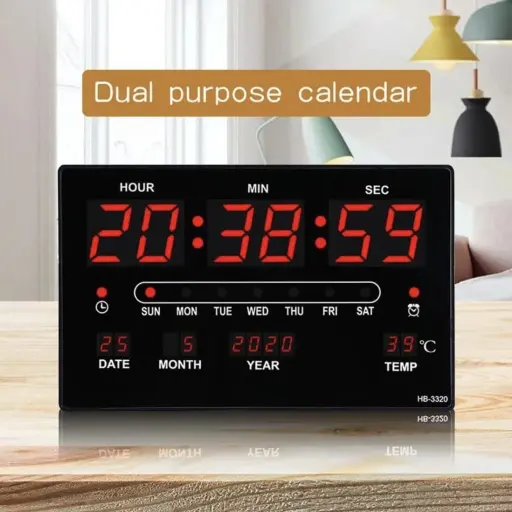 Reloj Digital de Pared Alarma Calendario Temperatura 30X40cm — Relojes