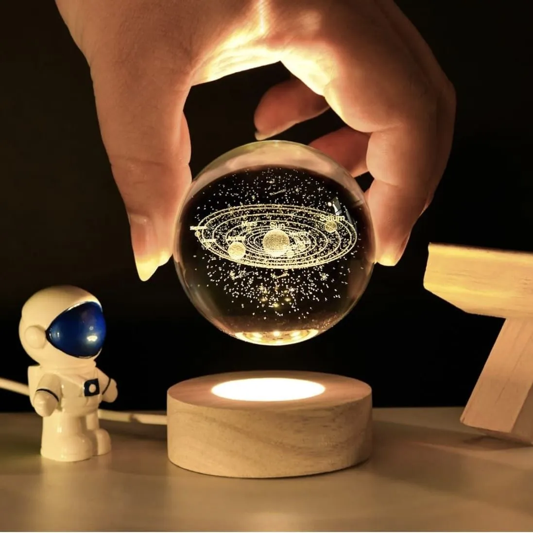 Luz nocturna de bola de cristal del sistema solar 3D
