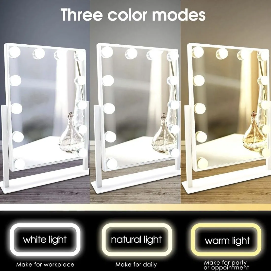 Espejo de Tocador con Luces LED Para Escritorio iluminado Táctiles
