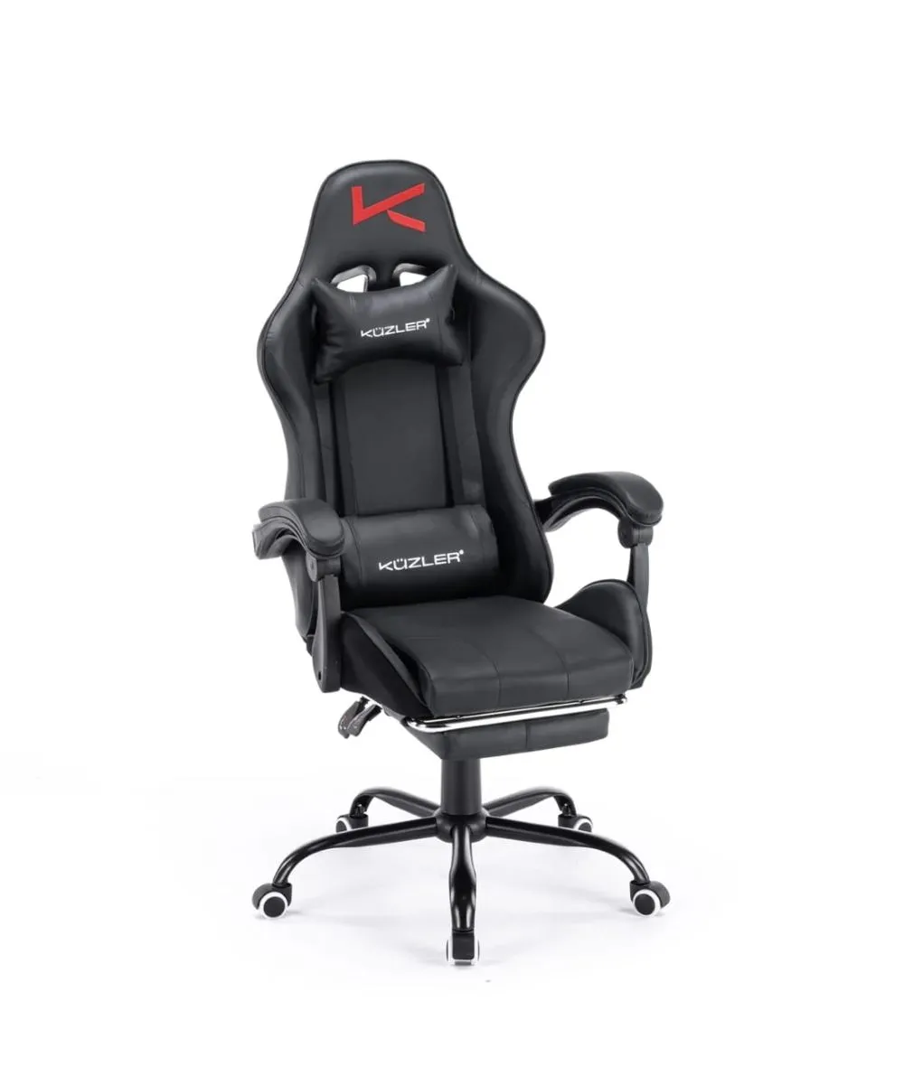 Silla Gamer black con masajeador lumbar reposapiés y base metálica