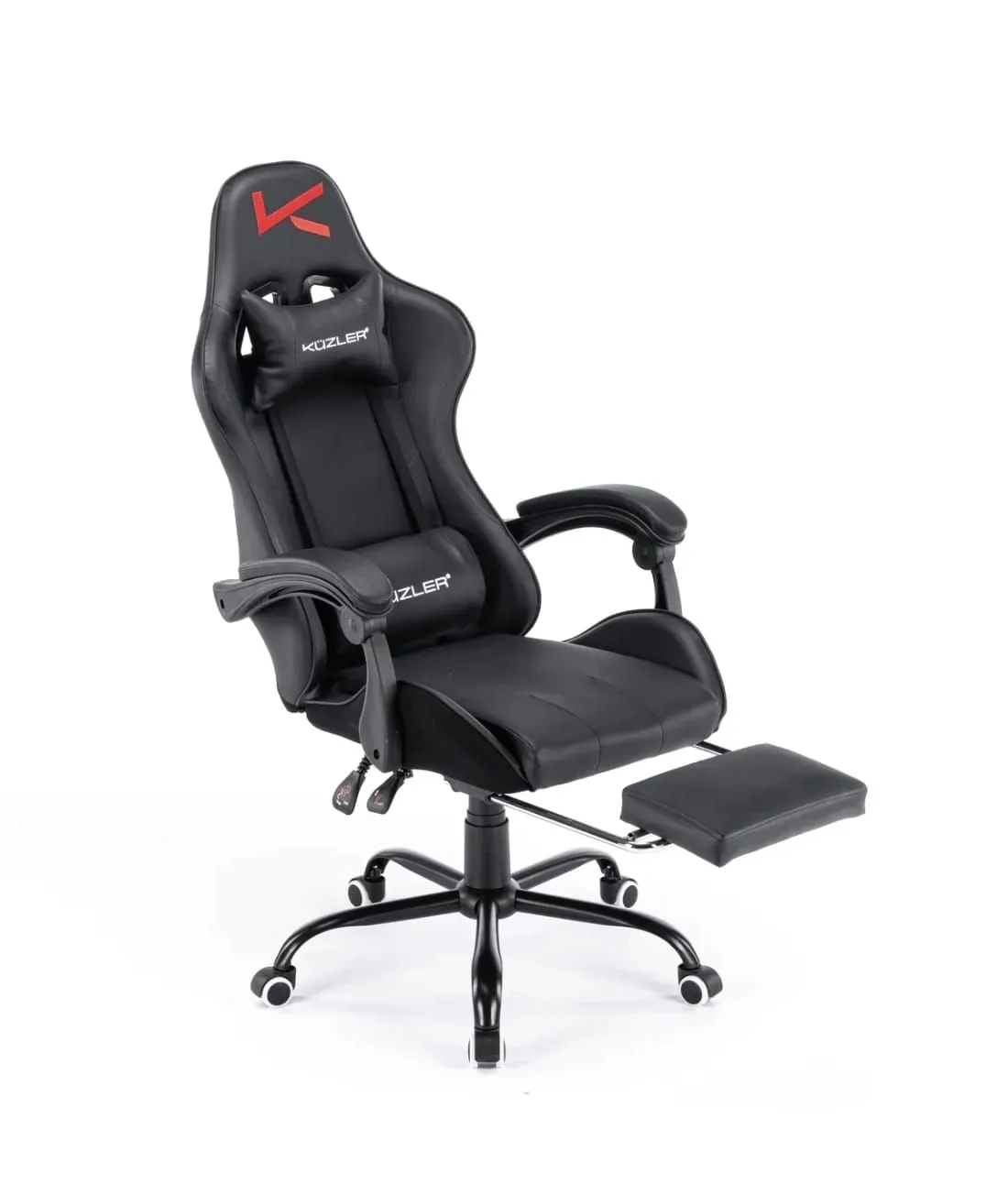 Silla Gamer black con masajeador lumbar reposapiés y base metálica — Accesorios para carcasas / cajas protectoras de computador