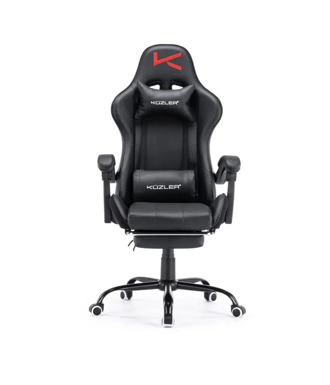 Silla Gamer black con masajeador lumbar reposapiés y base metálica