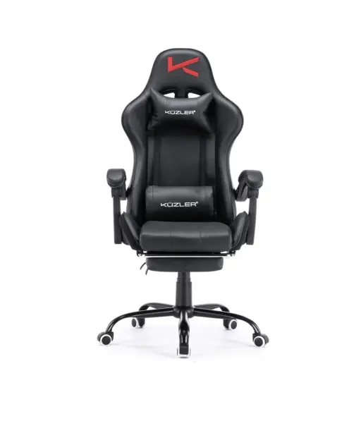 Silla Gamer black con masajeador lumbar reposapiés y base metálica — Accesorios para carcasas / cajas protectoras de computador