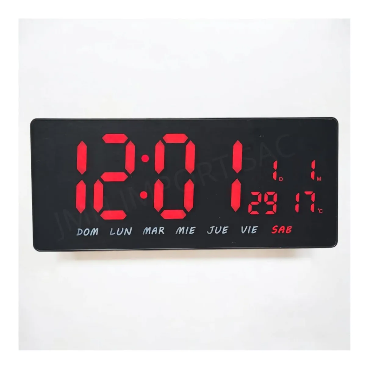 Reloj Digital de Pared LED 36X16cm Alarma Calendario — Relojes