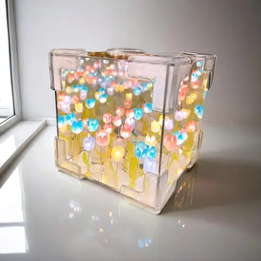 Lámpara de Espejo de Cubo de Tulipanes — Accesorios de decoración