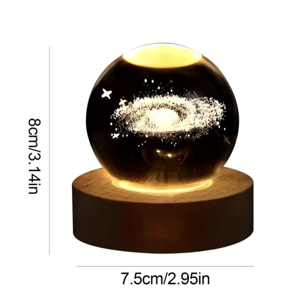 Mini Lámpara Cristal 3D De Luz Cálida Modelo Galaxia