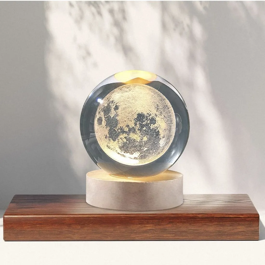 Mini Lámpara Cristal 3D De Luz Cálida Modelo Luna