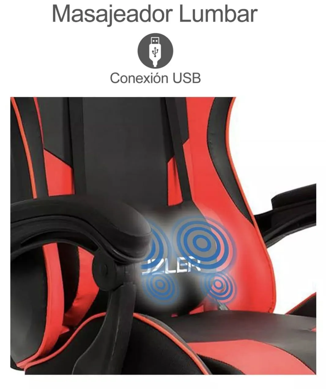 Silla Gamer Kuzler Rojo Con Masajeador Lumbar