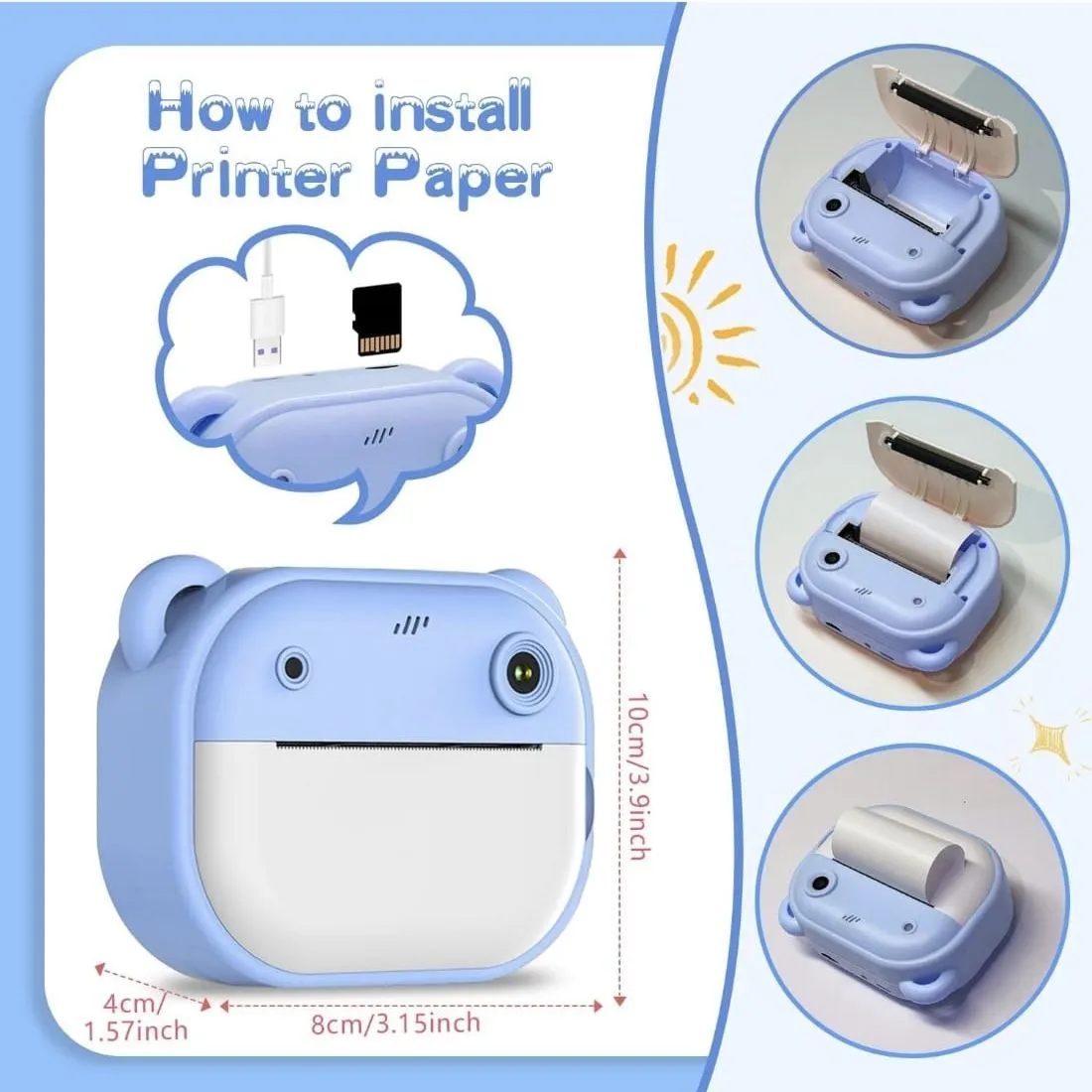 Mini Cámara con Impresora para Niños