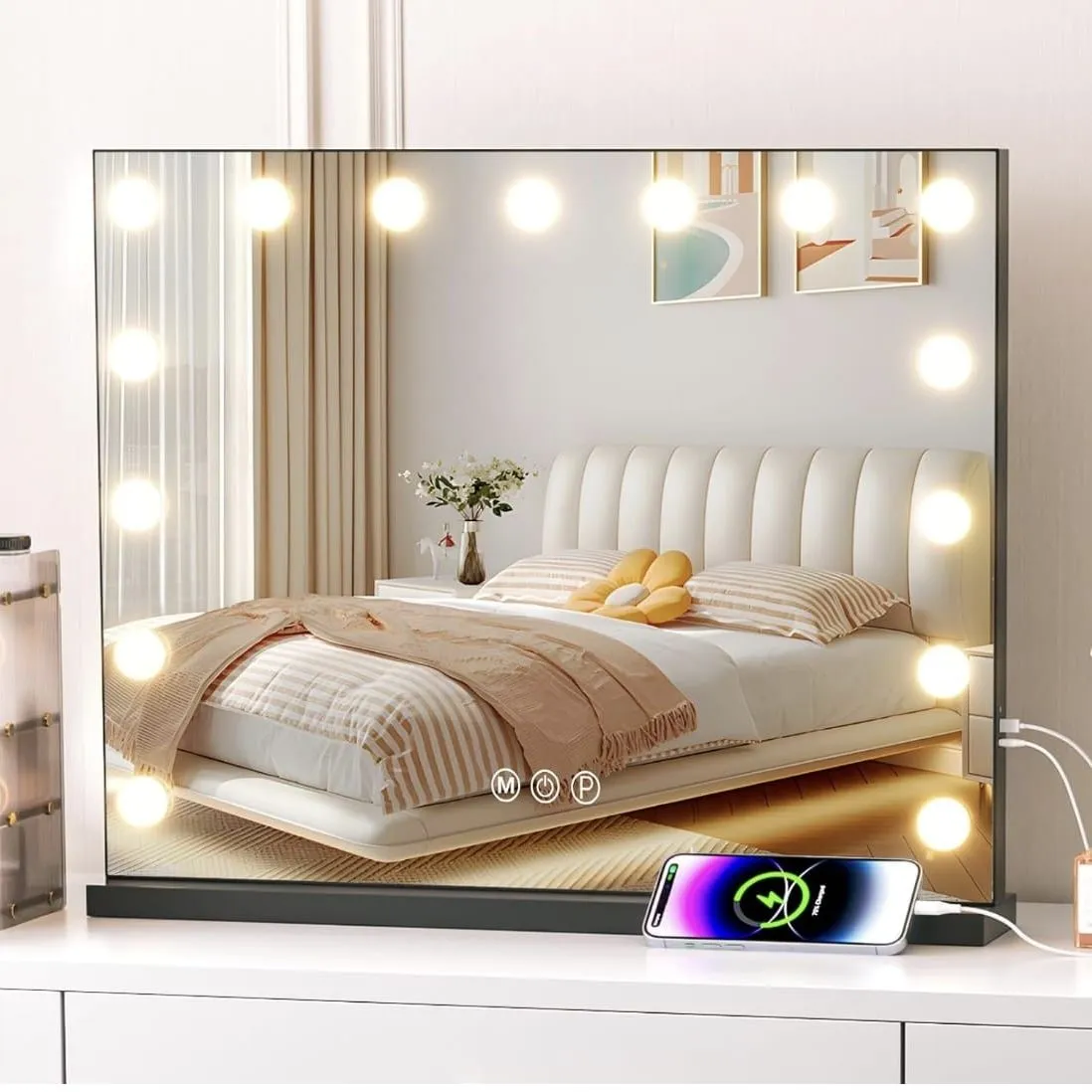 Espejo de Maquillaje con Luces LED iluminado Táctiles 58x46cm