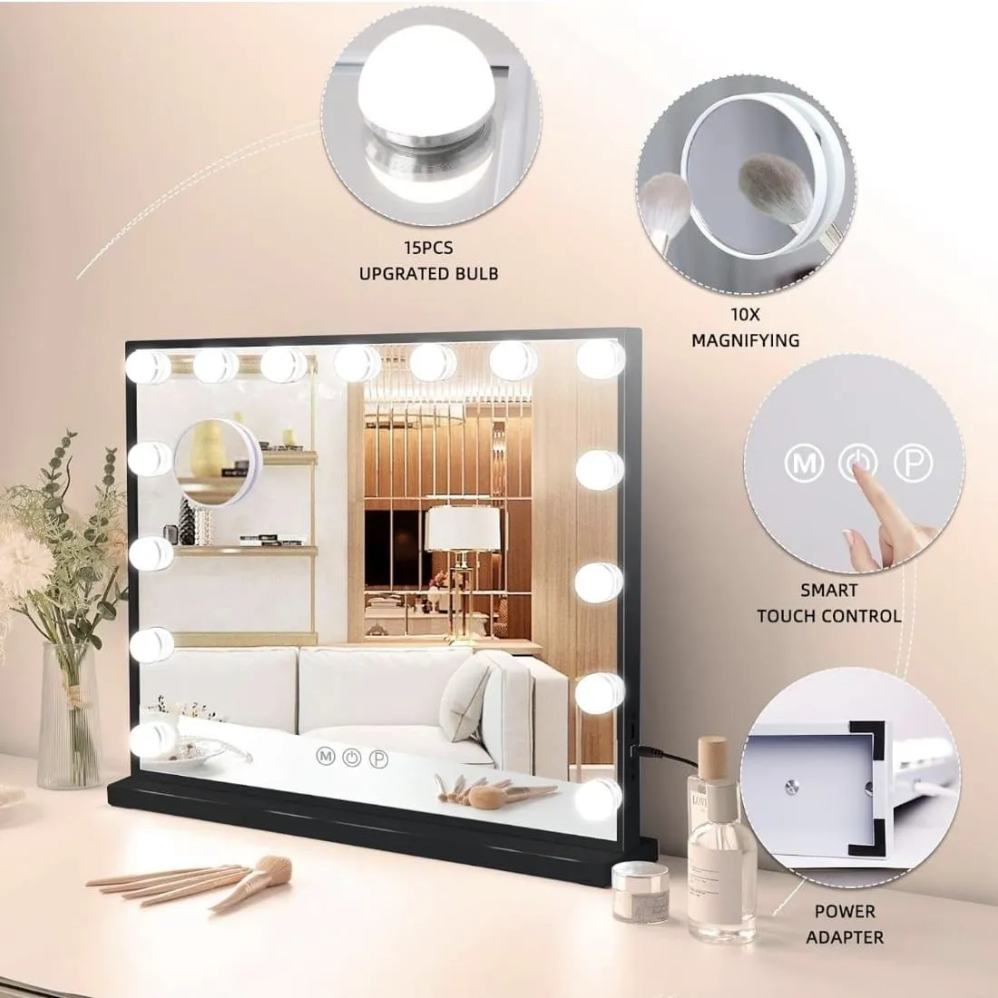 Espejo de Maquillaje con Luces LED iluminado Táctiles 58x46cm — Espejos