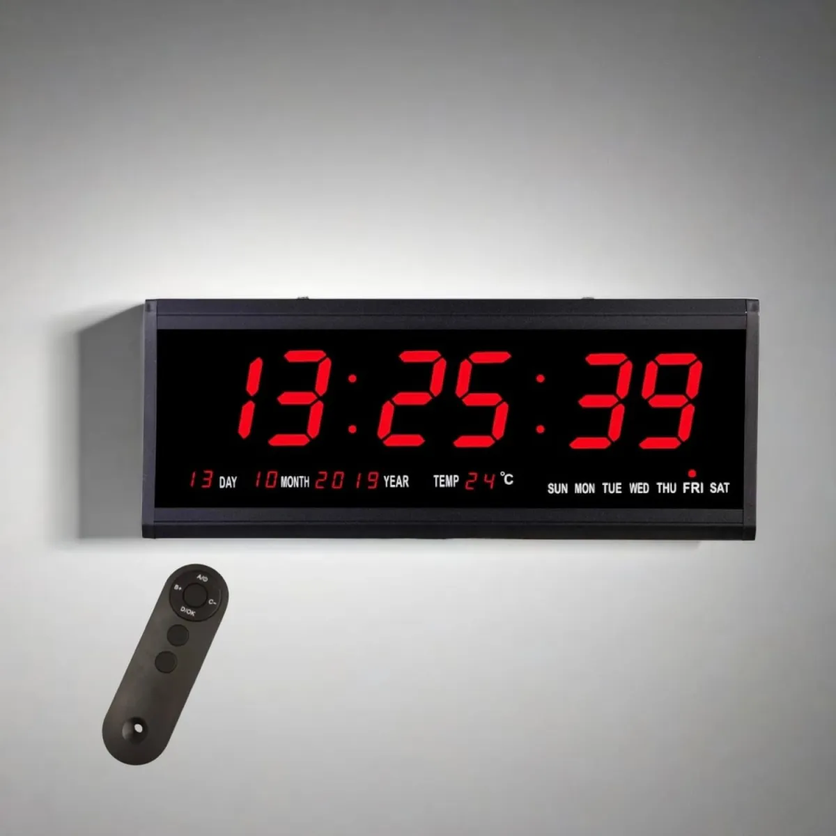 Reloj Digital de Pared con Cronómetro y Control 48x19cm