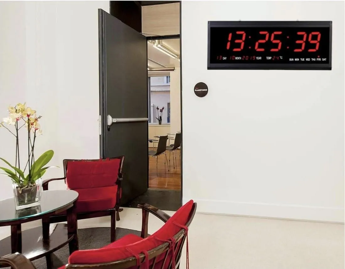 Reloj Digital de Pared con Cronómetro y Control 48x19cm