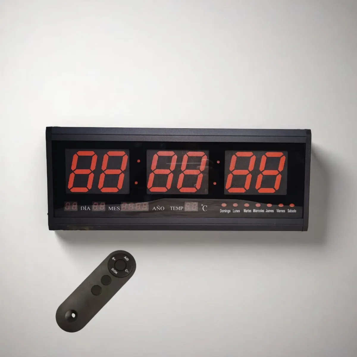 Reloj Digital de Pared con Cronómetro y Control 48x19cm — Relojes