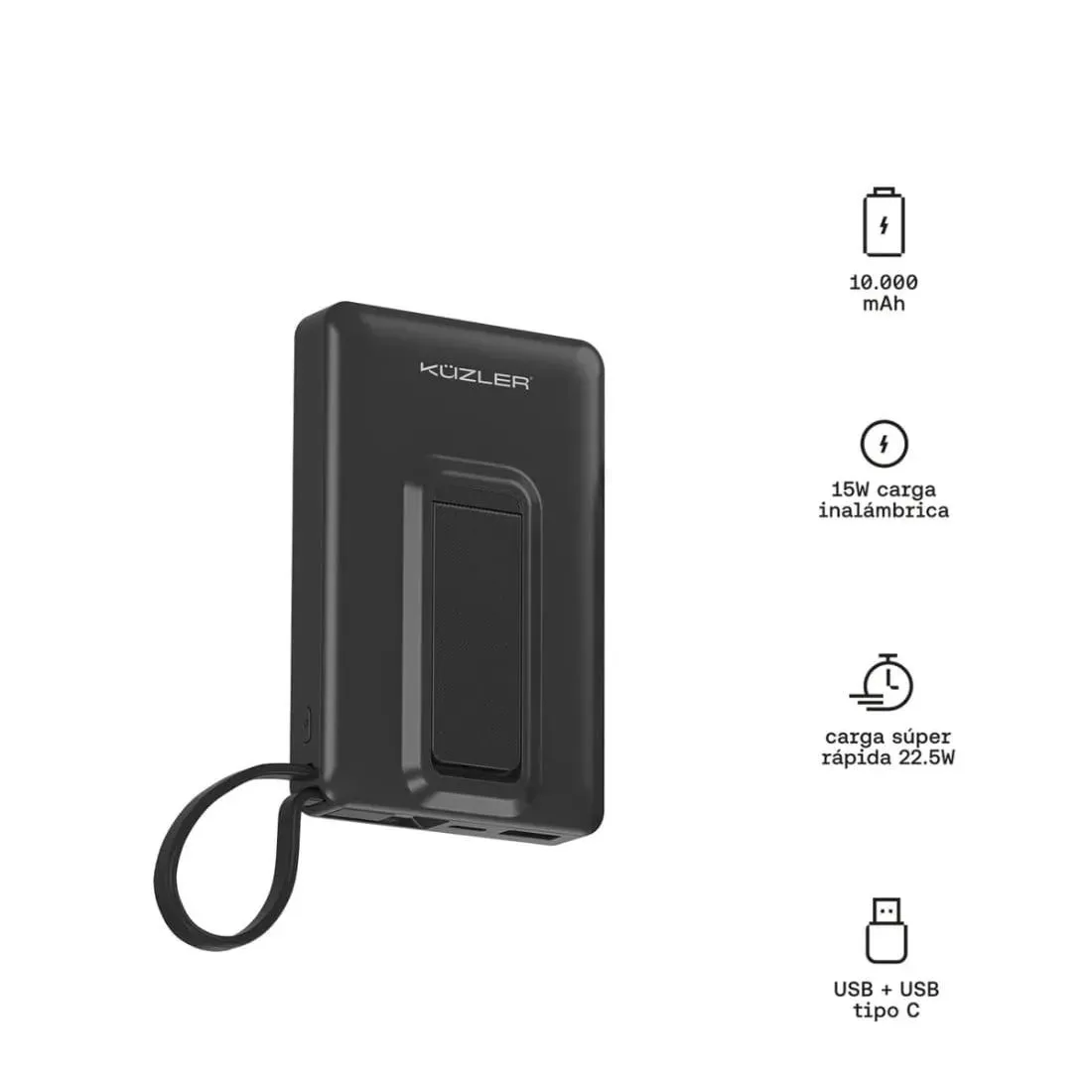 Powerbank 10,000 mAh carga inalámbrica Kuzler — Powerbanks