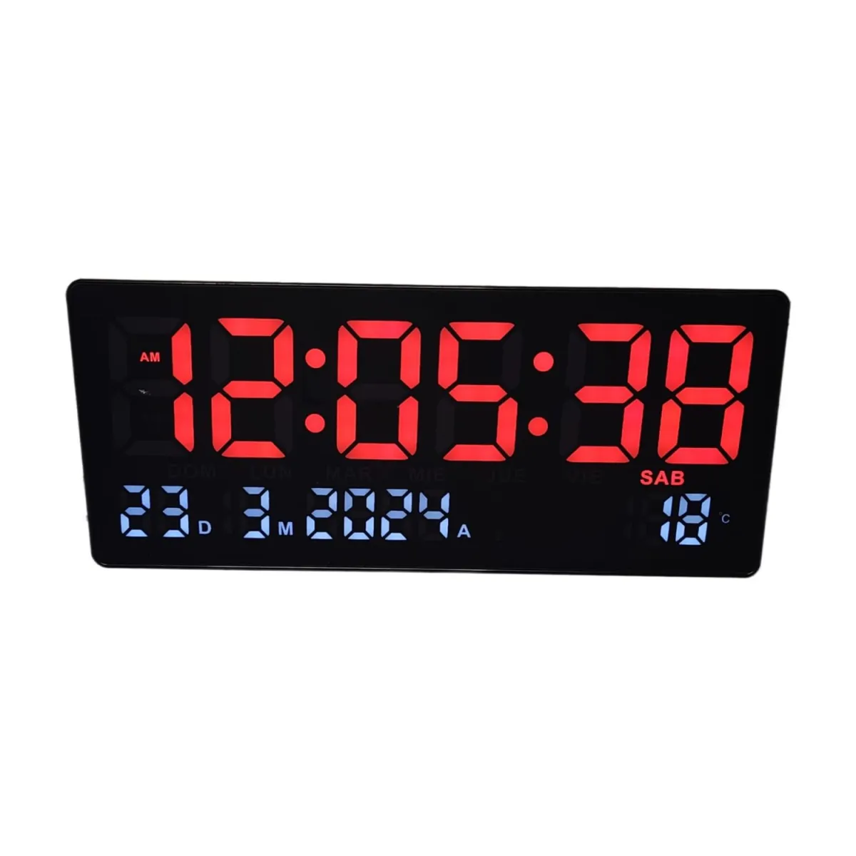 Reloj Digital de Pared con Fecha y Temperatura 36x16cm