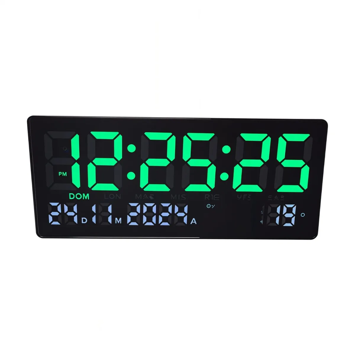 Reloj Digital de Pared con Fecha y Temperatura 36x16cm