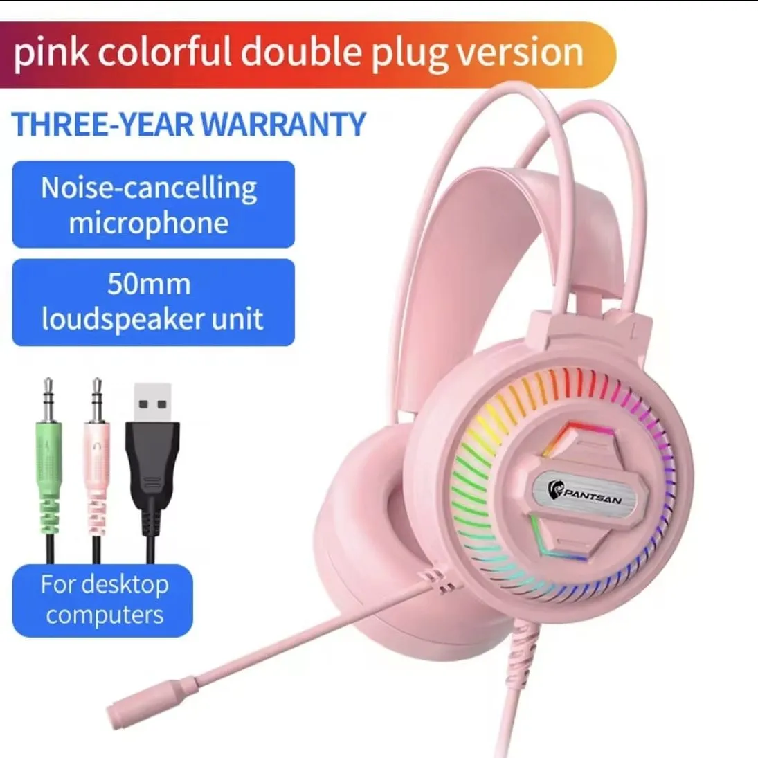 Audífono Gamer con Luces RGB y Micrófono para Pc