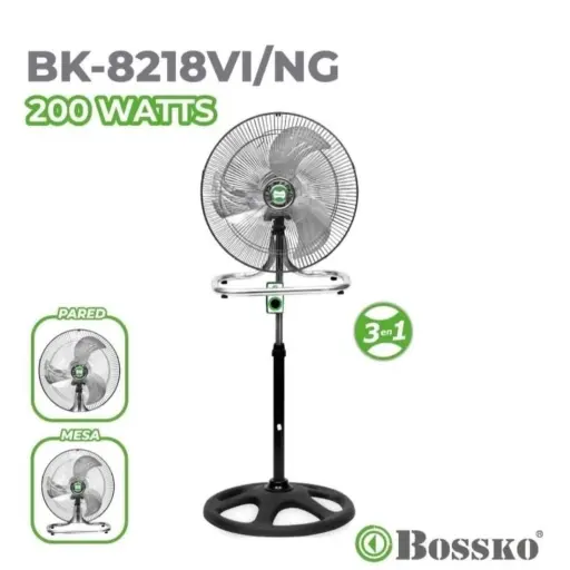 Ventilador BOSSKO BK-8218VI/NG DE 3 Aspas con Motor 200W - NEGRO — Ventiladores de techo