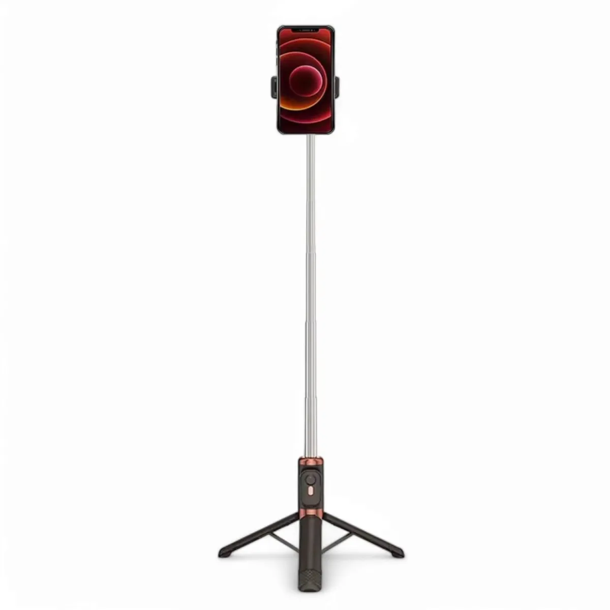 Palo Selfie Stick Bluetooth con doble luz LED de 10cm en color Negro