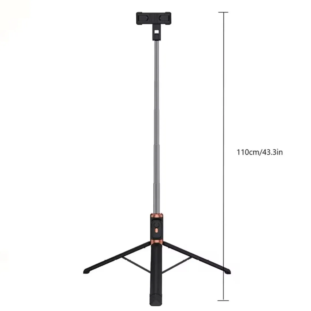 Palo Selfie Stick Bluetooth con doble luz LED de 10cm en color Negro