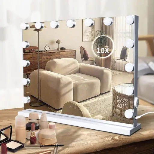 Espejo de Maquillaje con Luces LED iluminado Táctiles 58x46cm Blanco — Espejos