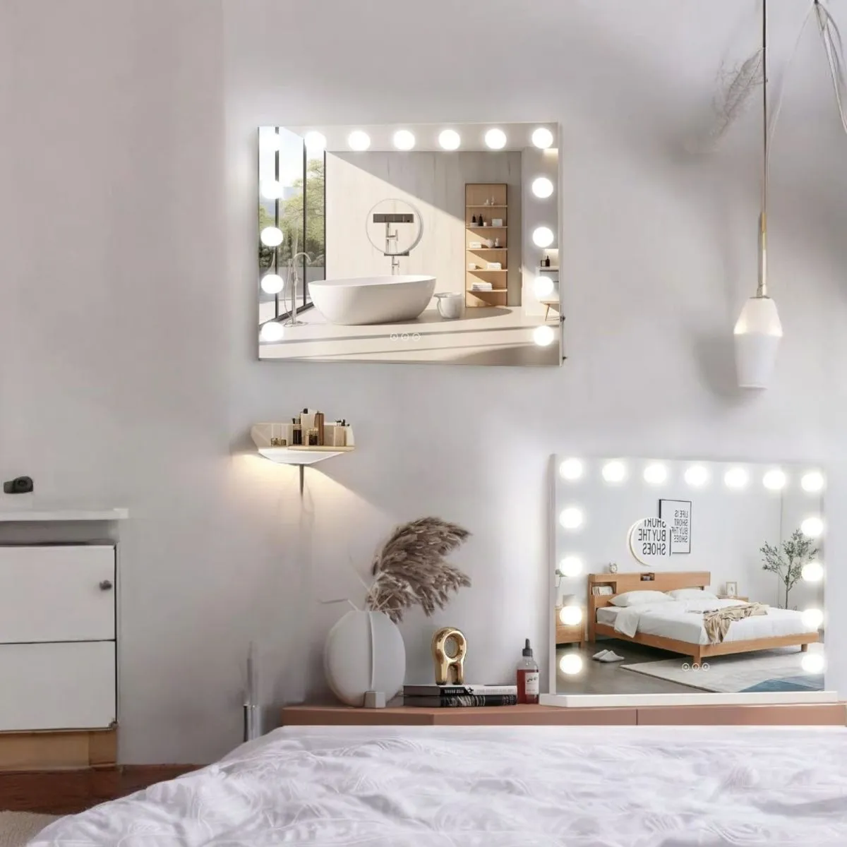 Espejo de Maquillaje con Luces LED iluminado Táctiles 58x46cm Blanco