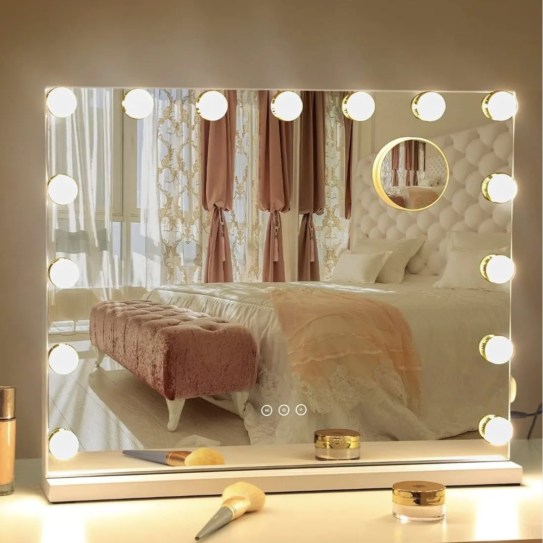 Espejo de Maquillaje con Luces LED iluminado Táctiles 58x46cm Blanco — Espejos